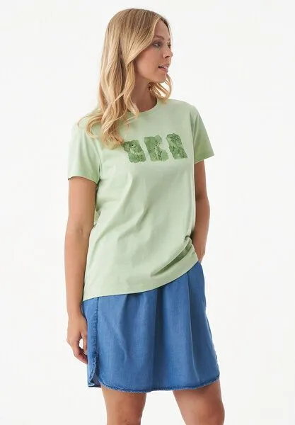 ORGANICATION ORGANICATION T-Shirt aus Bio-Baumwolle mit Print, Grün(foam green), – Produktbild 3 von 4