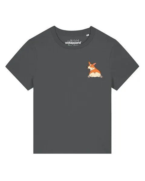 watapparel watapparel T-Shirt Frauen Corgi, Anthracite, – Produktbild 1 von 2