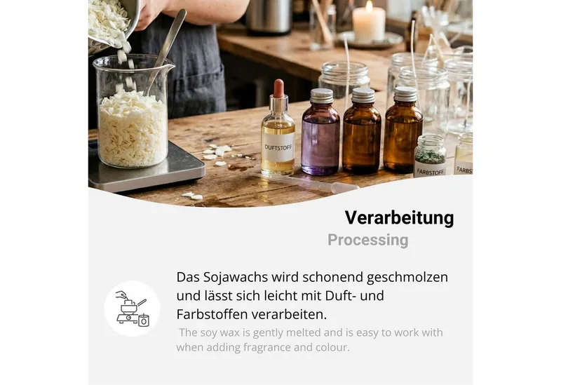 DistrEbution Bastelnaturmaterial Sojawachs C-3 Flocken Naturwachs Kerzenwachs 10 kg, Zur Herstellung von Kerzen in Behältern – Produktbild 5 von 5