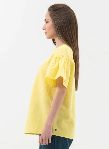 ORGANICATION ORGANICATION Bluse aus Leinen mit Bio-Baumwolle, Lemonade, – Produktbild 3 von 4