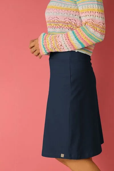 La Gitana La Gitana Rock A-Linie „June“ – lange Variante, aus Bio-Baumwolljersey – fair & nachhaltig, Dunkelblau, – Produktbild 1 von 4