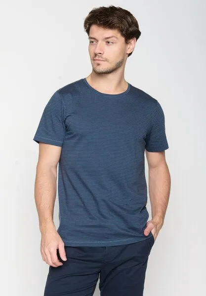 GreenBomb GREENBOMB Basic Spice - Sportliches T-Shirt aus Bio-Baumwolle / GOTS / Fair & Vegan, Blau (blaue streifen), – Produktbild 1 von 4
