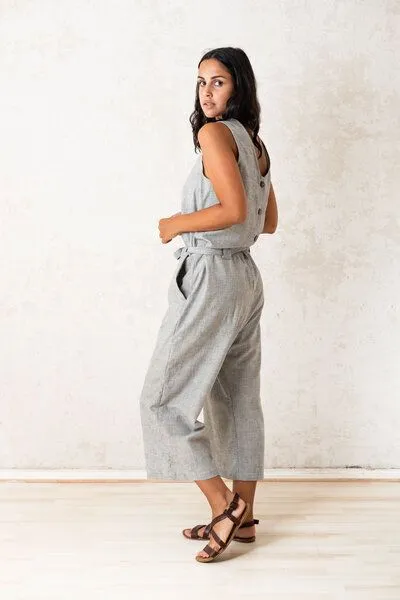 Jyoti - Fair Works Jyoti - Fair Works Bio-Baumwoll Jumpsuit Jalina, Hellgrau, – Produktbild 3 von 4