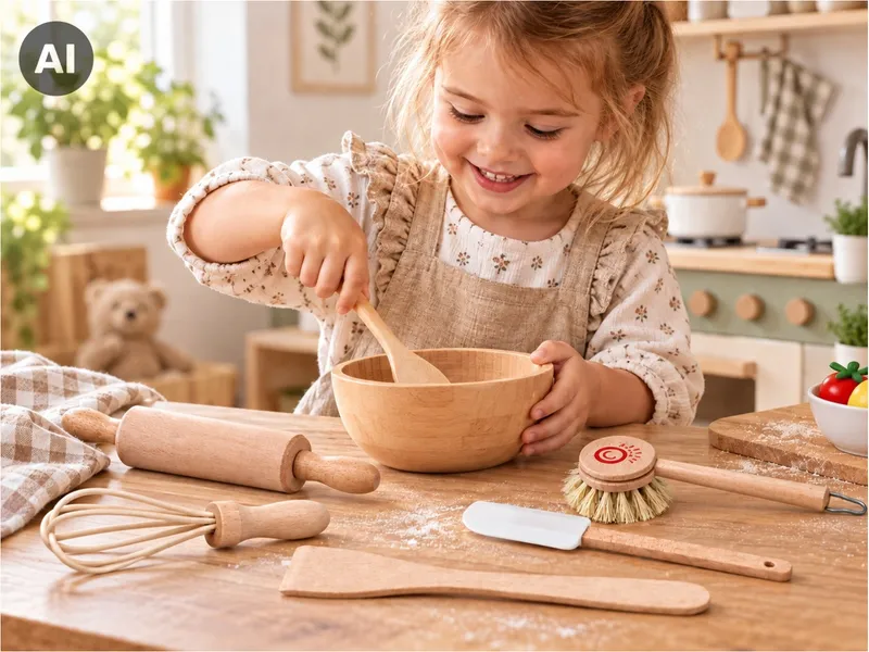 Bürstenhaus Redecker Kinder Küchenhelfer 6-teiliges Sparset, Natur, – Produktbild 2 von 2