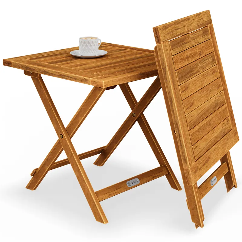 Casaria® Gartentisch klappbar Akazienholz 46cm massiv platzsparend elegant, Braun, – Produktbild 2 von 2