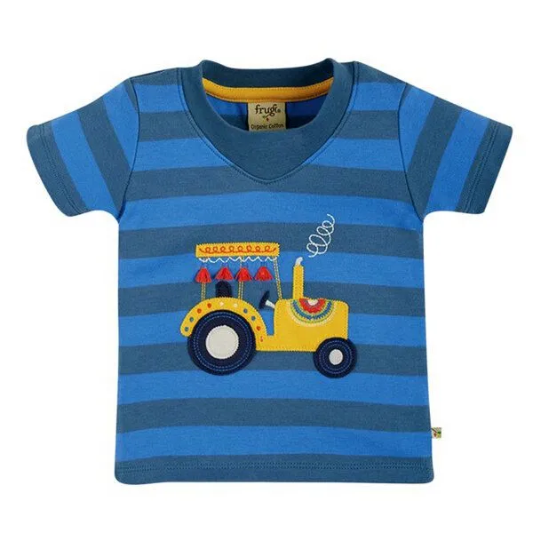 Frugi Frugi T-Shirt Traktor blau gestreift – Produktbild 1 von 2