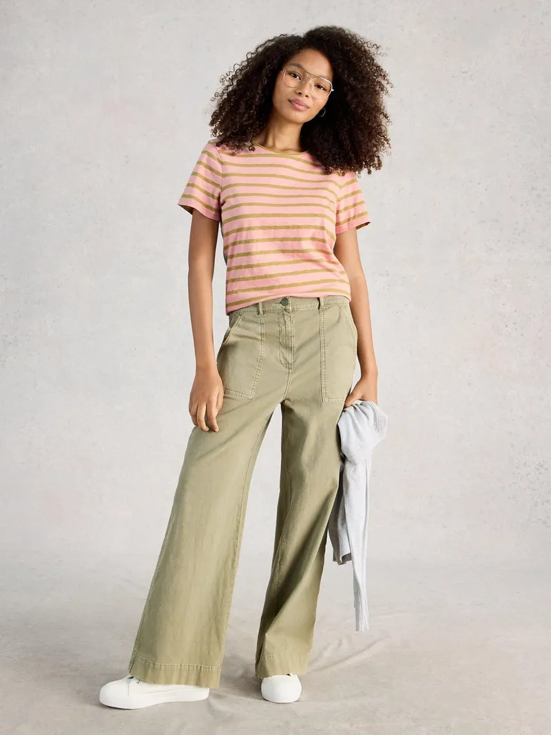 White Stuff Gestreiftes T-Shirt Abbie - 42, Rosa multi, – Produktbild 2 von 4