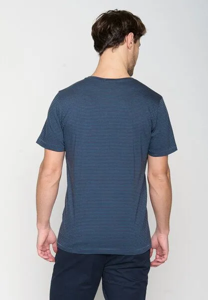 GreenBomb GREENBOMB Basic Spice - Sportliches T-Shirt aus Bio-Baumwolle / GOTS / Fair & Vegan, Blau (blaue streifen), – Produktbild 3 von 4