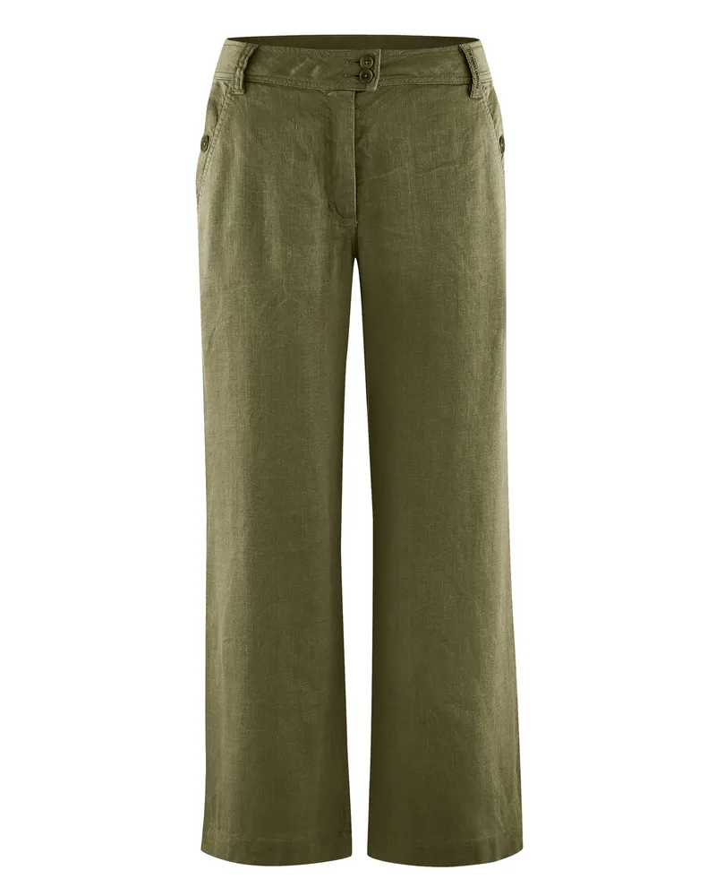 HempAge Hempage Damen vegan Culotte Mit Hoher Taille 7/8 Länge Torfgrün, Grün, – Produktbild 1 von 2