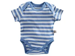 HANS NATUR Baby Body Kurzarm Bio Baumwolle blau-off white Gr.86/92 – Produktbild 1 von 1