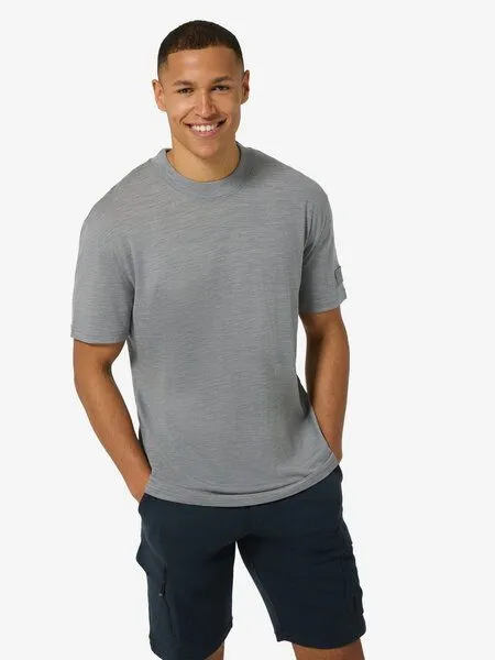 Super.Natural Super.Natural T-Shirt Casual Rib Bio J Tee für Herren, Merino, Cashmere grey melange, – Produktbild 2 von 4