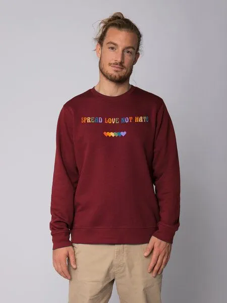 watapparel watapparel Sweatshirt Unisex Spread Love not Hate, Burgundy, – Produktbild 2 von 3