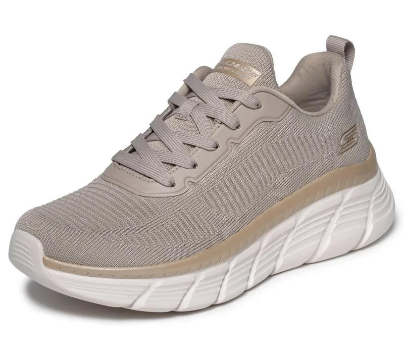 Skechers Skechers BOBS B FLEX HI-FLYING HI Sneaker, Trainingsschuh, Schnürschuh, Freizeitschuh in veganer Verarbeitung, Braun|goldfarben, – Produktbild 1 von 5