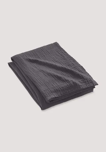 hessnatur hessnatur Musselin-Decke aus reiner Baumwolle, Anthrazit, – Produktbild 6 von 6