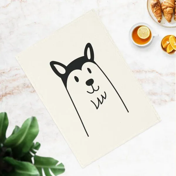 PepMelon Husky Hund Geschirrtuch, 50 x 70 cm, Bio-Baumwolle – Produktbild 1 von 4