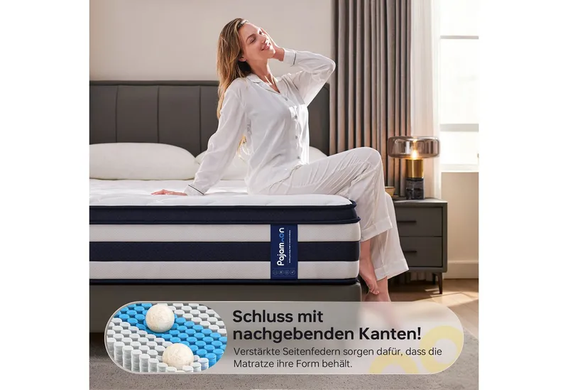 Federkernmatratze Pajamoon Matratze, Waldluft Taschenfederkern & Kaltschaum Matratze, Pajamoon, 28 cm hoch, Mittelfest, Atmungsaktiver Tencel Bezug, 90×200cm – Produktbild 5 von 5
