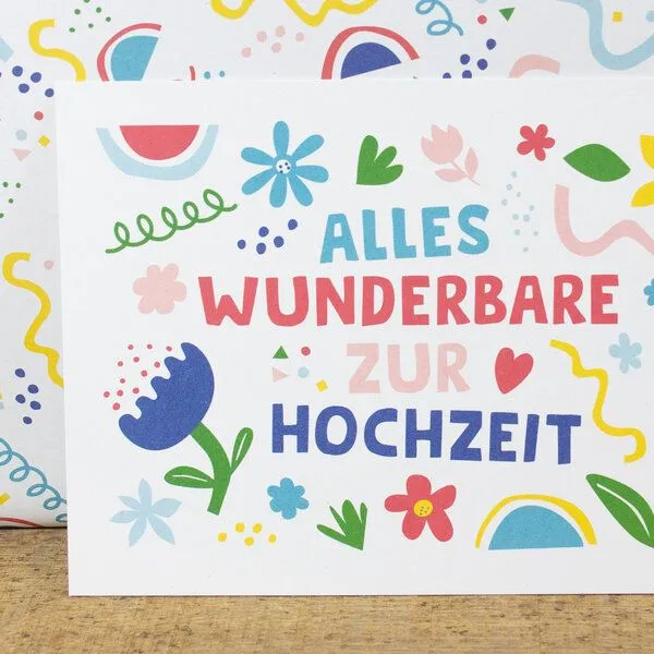 Bow & Hummingbird Bow & Hummingbird Postkarte Alles Wunderbare zur Hochzeit – Produktbild 2 von 2