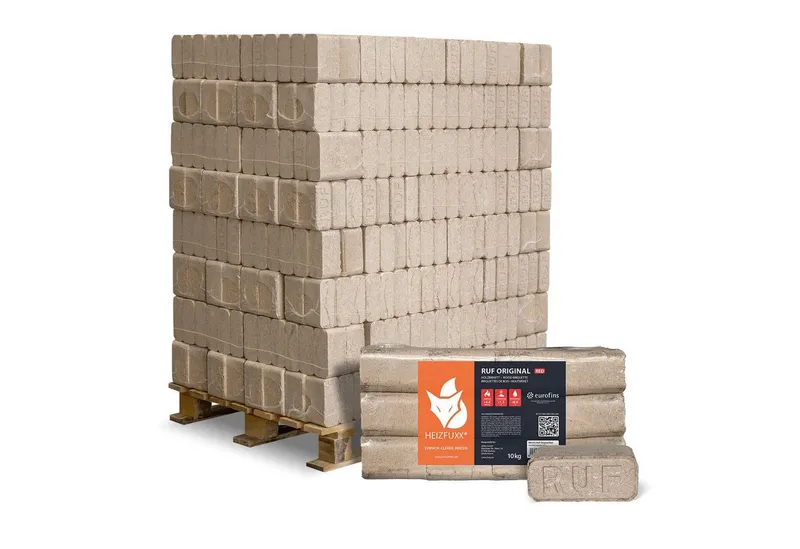 HEIZFUXX Holzbriketts RUF Red Holzbriketts Hartholz, 960 kg, (Palette, 96-St) – Produktbild 1 von 5