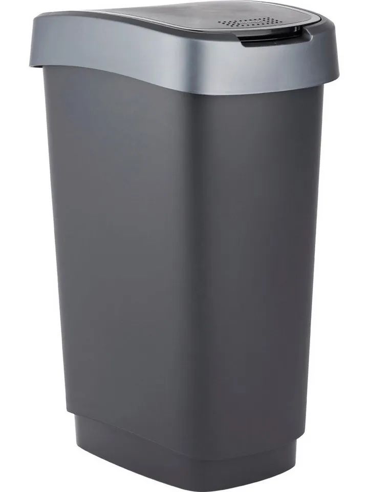 rotho rotho Mülleimer Rotho Swingeimer Twist 25 L schwarz silber, Schwarz|silberfarben, – Produktbild 1 von 2