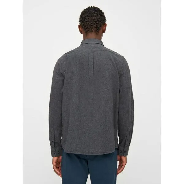 KnowledgeCotton Apparel KnowledgeCotton Apparel Flanellhemd- Elder Regular Fit - aus Biobaumwolle, Grau (dark grey melange), – Produktbild 2 von 4