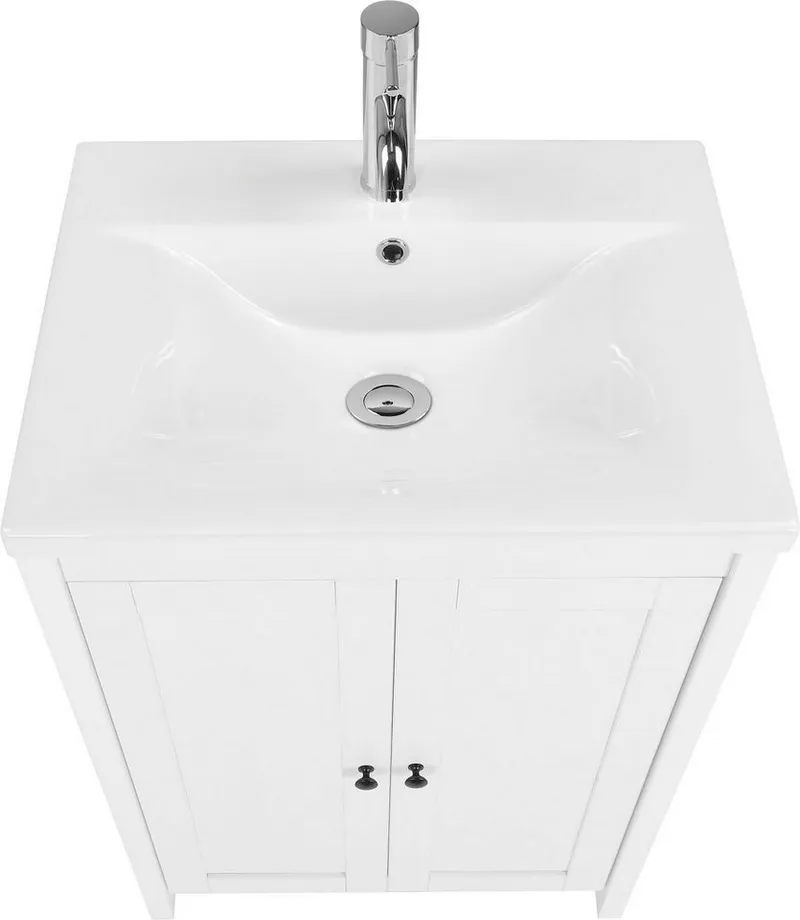 welltime Waschtisch, Badmöbel inkl. Keramikbecken, Breite 60 cm mit Türen, Weiß, – Produktbild 1 von 5