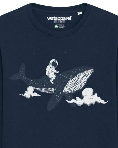 watapparel watapparel Sweatshirt Unisex Spacewhale, French navy, – Produktbild 3 von 4