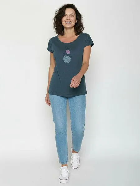 GreenBomb GREENBOMB Bloom Classic Cool - Lässiges T-Shirt aus Bio-Baumwolle / hochwertiger Print / GOTS / Fair & Vegan, Blau (ash blue), – Produktbild 3 von 4