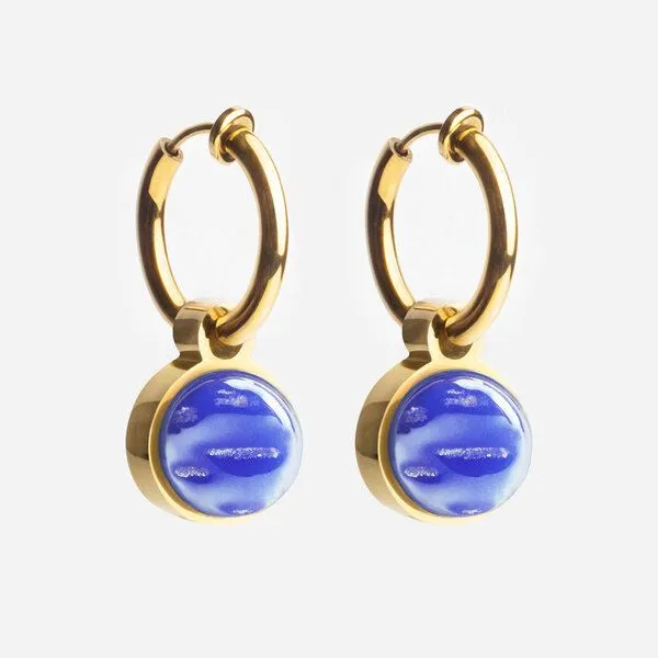 ALEXASCHA ALEXASCHA Gold Clip Creolen mit Anhänger | Mix & Match, Saphirblau, – Produktbild 1 von 4