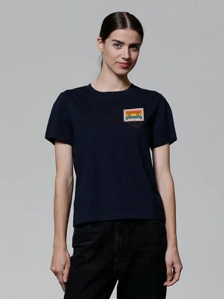 watapparel watapparel T-Shirt Frauen Rainbow Cassette, French navy, – Produktbild 2 von 4
