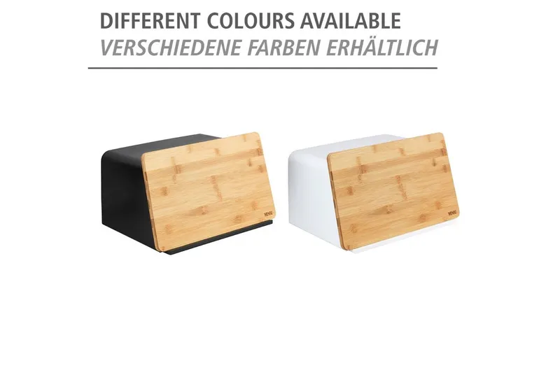 Wenko Wenko Brotkasten Modell Kubo, Bambus, Kunststoff, (1-tlg), moderne Brotbox mit integriertem Schneidebrett als Deckel, Braun|schwarz, – Produktbild 5 von 5