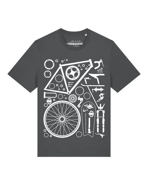 watapparel watapparel T-Shirt Unisex Fahrradteile, Anthracite, – Produktbild 1 von 2