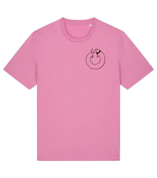 päfjes päfjes Dackel Hund Kreis Po - Unisex Männer T-Shirt Bio & Fair, Bubble pink (rosa), – Produktbild 3 von 4