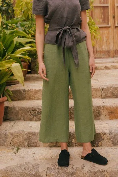 AmourLinen AmourLinen Leinenhose Tokyo, Matcha grün, – Produktbild 4 von 4