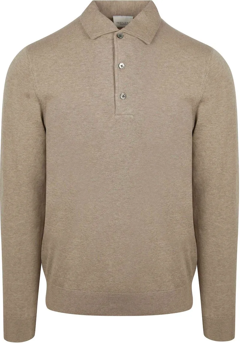 Profuomo Profuomo Longsleeve Poloshirt Luxury Basic Beige - Größe L, Beige, – Produktbild 2 von 4