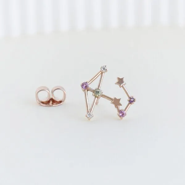 Eppi Eppi Goldener Ohrring mit Sternzeichen Sagittarius, Rosa, – Produktbild 1 von 4