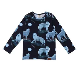 Walkiddy Kinder Langarmshirt GOTS zertifiziert Bio-Baumwolle, Dunkelblau, Wolfs-Muster, Walkiddy – Produktbild 1 von 1