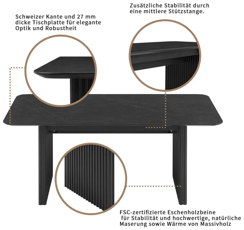 OTTO home Esstisch Vorly, FSC-zertifizierte Esche, Schweizer Kante und pflegeleichte Oberfläche, Grau, – Produktbild 1 von 7
