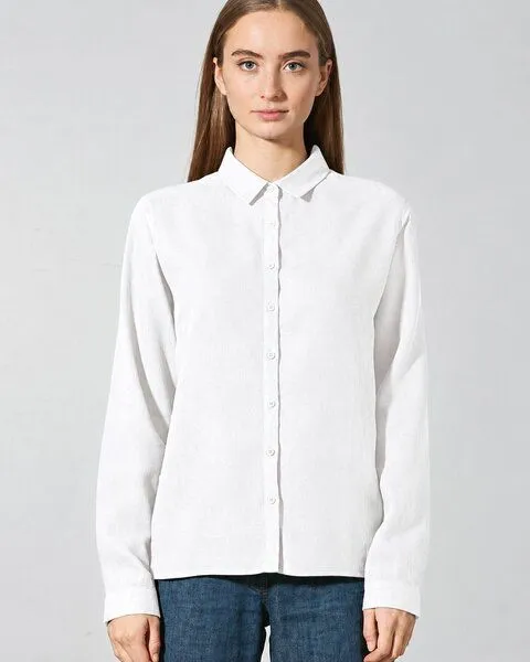 HempAge HempAge Damen Langarm-Bluse Hanf/Bio-Baumwolle, White, – Produktbild 2 von 3