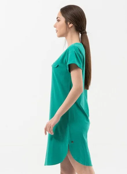 ORGANICATION ORGANICATION Jerseykleid aus Bio-Baumwolle mit Leinen, Emerald, – Produktbild 3 von 4