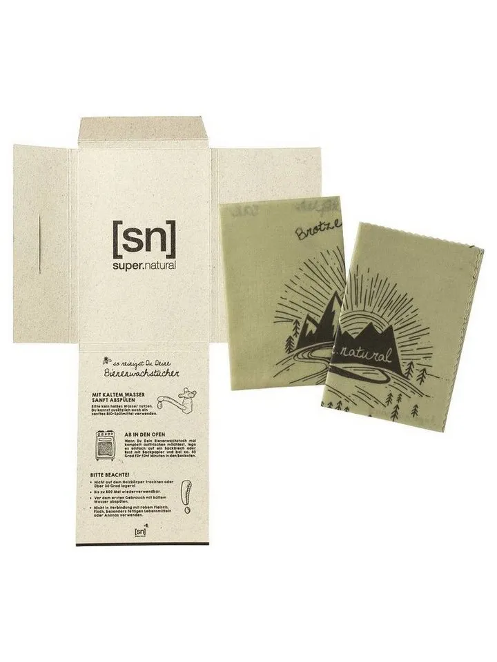 Super.Natural Super.Natural Bienenwachstücher Bienenwachstücher BEES WAX WRAPS, Doppelpack, 2-tlg., 2, antibakteriell, mehrfach wiederverwendbar, Beige, – Produktbild 2 von 5