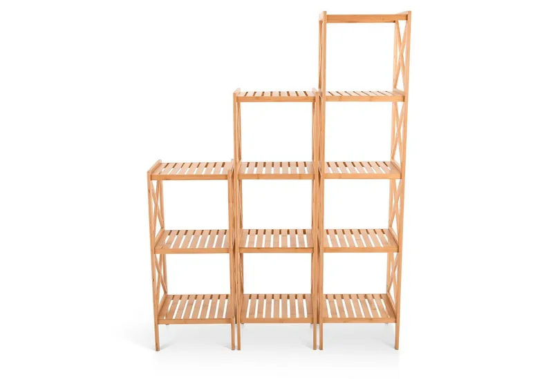 Raburg Standregal Badregal, Bambus, Keda, 3 Böden, für Bad, Küche oder Wohnraum, mit Kreuzrahmen, Beige, – Produktbild 4 von 4