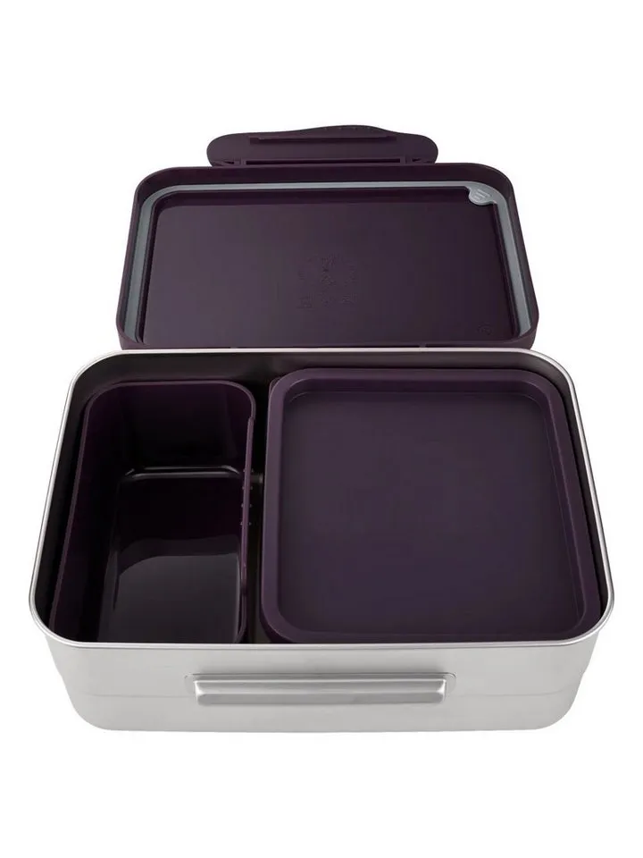 Ergobag Ergobag Lunchbox Edelstahl Brotdose, Edelstahl, (Edelstahl Brotdose, 3-tlg., 1x Brotdose, 1x Trennfach), spülmaschinengeeignet bis 45 Grad, Handwäsche empfohlen, Lila, – Produktbild 3 von 8