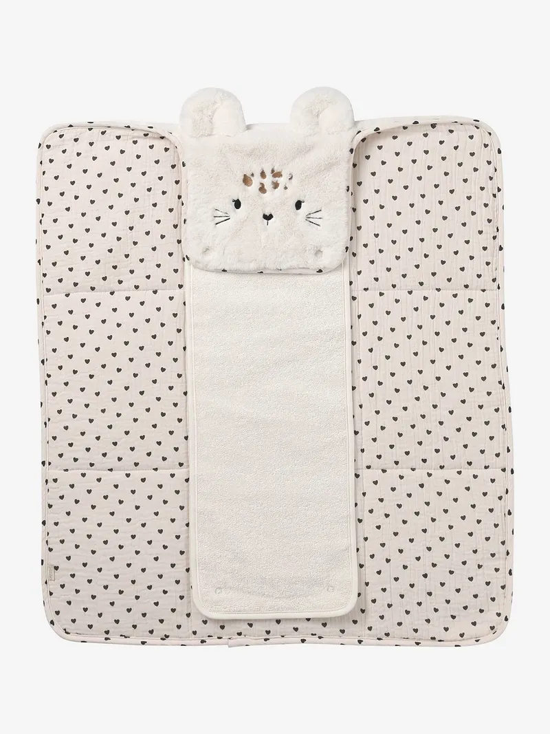 Vertbaudet Baby Reise-Wickelunterlage, Wollweiß/lovely leo, – Produktbild 2 von 4