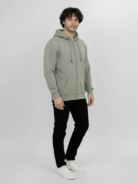 GreenBomb GREENBOMB Basic Stark - Lässige Sweatjacke aus Bio-Baumwolle / GOTS / Fair & Vegan, Grau (moos mint), – Produktbild 3 von 4