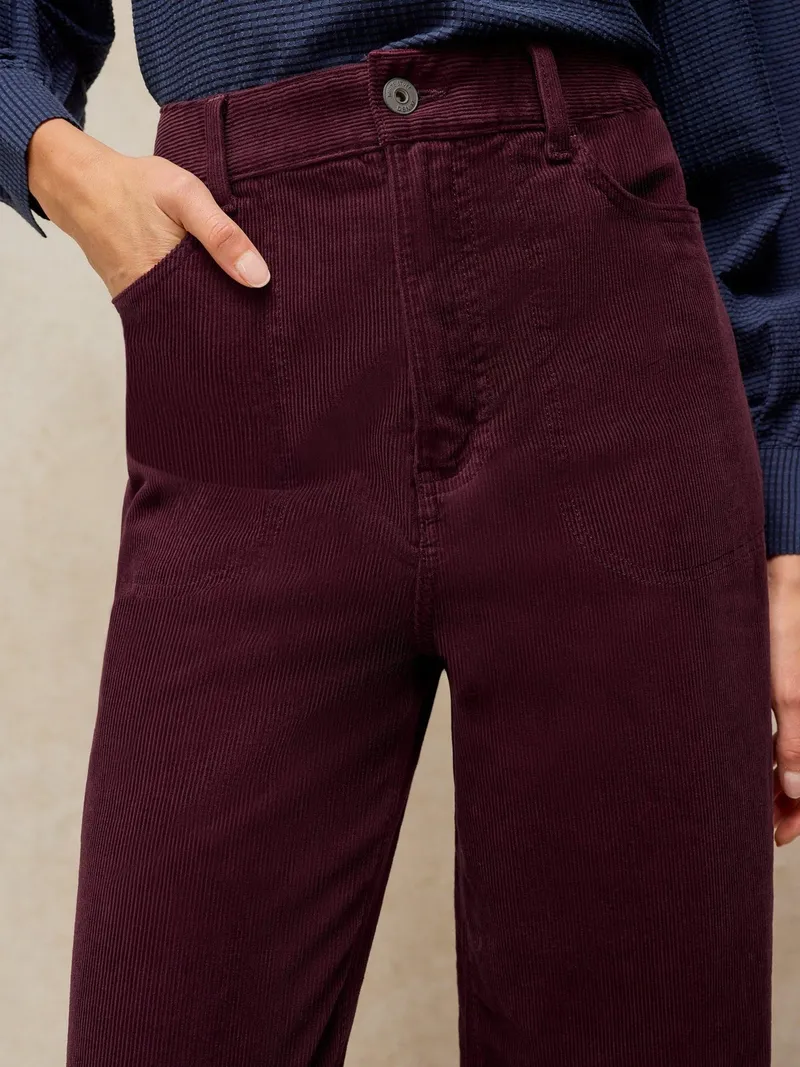 White Stuff Kordhose Tia mit weitem Bein - 34/R, Dunkelpflaume, – Produktbild 3 von 4