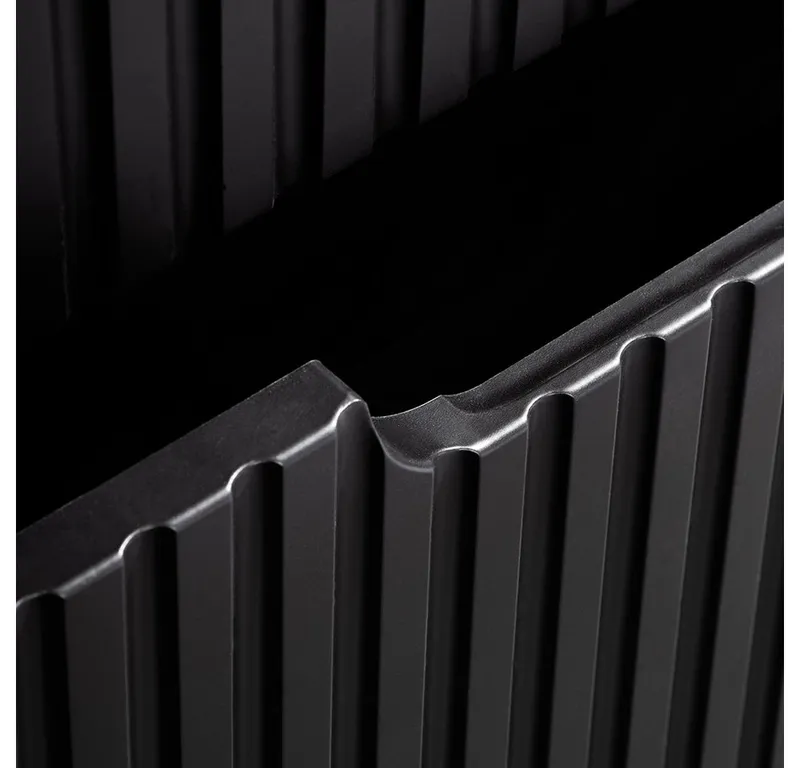 Lomadox Unterschrank NEWPORT-56-BLACK 20cm, Badmöbel Unterschrank schwarz gerillte grifflos, Schwarz, – Produktbild 4 von 5