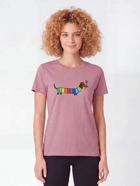 watapparel watapparel T-Shirt Frauen Regenbogen Dackel, Lilac dream, – Produktbild 2 von 2