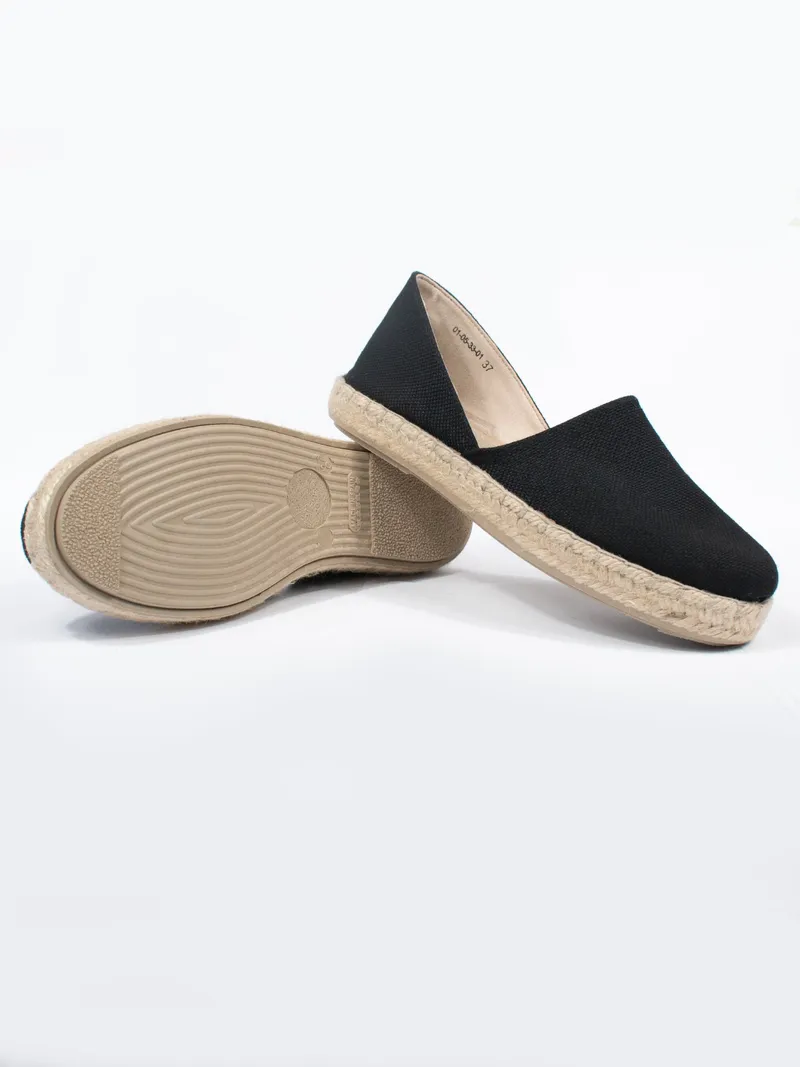 Will's Vegan Store Will's Vegan Store Damen vegan Sandalen Espadrille Schwarzes Segeltuch, Schwarz, – Produktbild 2 von 2