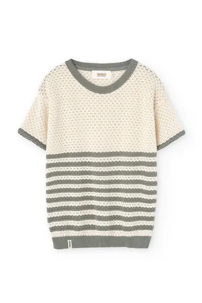 TIRALAHILACHA TIRALAHILACHA Hadara Short Sleeve Knitted Top, Blau, – Produktbild 4 von 4