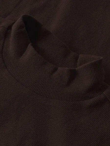 KnowledgeCotton Apparel KnowledgeCotton Apparel Langarmshirt - Rib high neck long sleeved - aus Bio-Baumwolle, Braun (chocolate-torte), – Produktbild 3 von 3